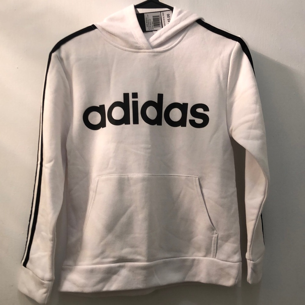 Brand new white Adidas boys sweater size 10/12